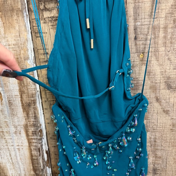 Cult Gaia Artemis Dress Seamoss Teal Embellished Mini beaded Revolve $1195 M - Picture 16 of 16